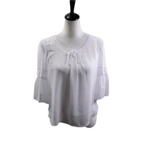 Amy Byer White Lightweight 3/4 Sheer Sleeve Blouse Size M